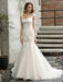 Wedding Dress Jewel Neck Sleeveless Natural Waist Lace Bridal Mermaid Dress With Train