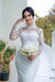 Gorgeous High Neck Mermaid Wedding Gown Lace Appliques with Sleeves