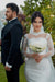 Gorgeous High Neck Mermaid Wedding Gown Lace Appliques with Sleeves