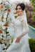 Gorgeous High Neck Mermaid Wedding Gown Lace Appliques with Sleeves