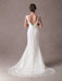 Mermaid Wedding Dresses Lace V Neck Flower Sash Ivory Bridal Dress With Train