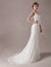 Mermaid Wedding Dresses Lace V Neck Flower Sash Ivory Bridal Dress With Train