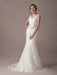 Mermaid Wedding Dresses Lace V Neck Flower Sash Ivory Bridal Dress With Train