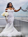 Modest Plus Size Off-the-Shoulder Mermaid Wedding Dresses - White / Floor Length - wedding dresses