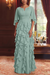 Mint Chiffon Mother of the Bride Dress Flutter Sleeves with Cascading Ruffles