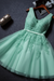 Mint Cute V Neck Sleeveless Appliques Tulle Homecoming Gown A Line Short Prom Dress