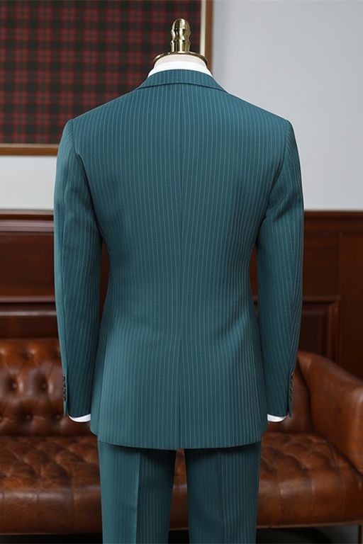 Mint Green Double Breasted Striped Business Suits Formal Wedding Party Suits