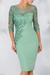 Mint Jewel Neck Column Floral Lace Mother of the bride Dresses Half Sleeves - Prom Dresses