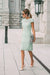 Mint Lace Formal Dresses Knee Length Mother of the Bride Dress Cap Sleeves