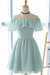 Mint Off Shoulder Chiffon Homecoming Dress