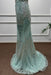 Mint Off-the-Shoulder Sequins Mermaid Prom Dress - Prom Dresses