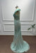 Mint Off-the-Shoulder Sequins Mermaid Prom Dress - Prom Dresses