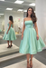 Mint Satin Strapless Prom Dress