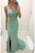 Mint Sheath/Column Scoop Sleeveless Applique Chiffon Dresses - Prom Dresses