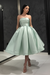 Mint Strapless Tea Length Prom Dress Sleeveless Aline Homecoming Dress Satin Cocktail Dress