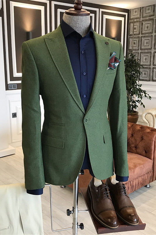Green New Arrival Peaked Lapel Men Suits for Prom main image 0