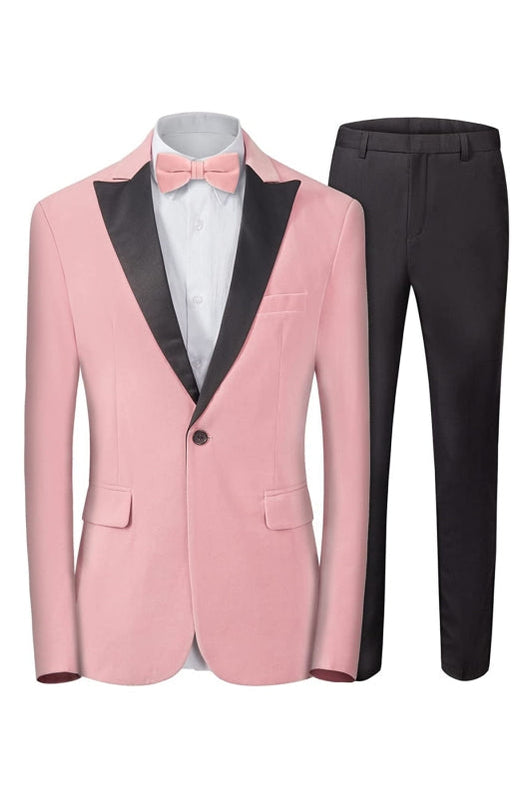 New Peaked Lapel Pink Mens Wedding Suits main image 1