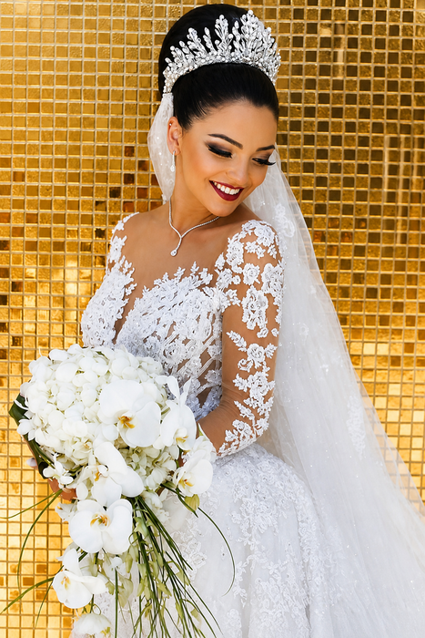 Modest Long Sleeves Lace Appliques Mermaid Wedding Dresses