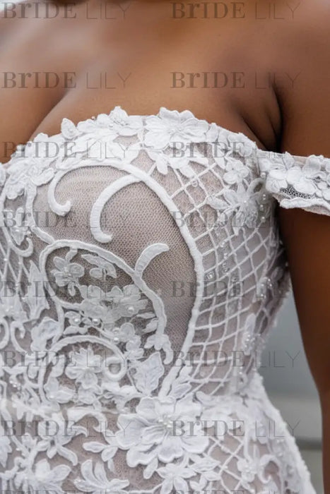 Modest Plus Size Off-the-Shoulder Mermaid Wedding Dresses - wedding dresses