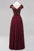 Bridelily Chic Sequined Top V-Neck Sleeveless Burgundy Bridesmaid Dresses Online