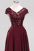 Bridelily Chic Sequined Top V-Neck Sleeveless Burgundy Bridesmaid Dresses Online