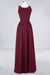 Bridelily Modest Round-Neck Sleeveless Burgundy Bridesmaid Dresses with Ruffles