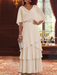 Mother of the bride chiffon gown with cape sleeves in ivory