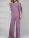 Dusty Purple mother of the bride chiffon pantsuit with ruffle cape top