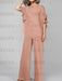 Dusty Rose mother of the bride chiffon pantsuit with ruffle cape top