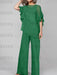 Emerald mother of the bride chiffon pantsuit with ruffle cape top
