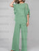 Eucalyptus mother of the bride chiffon pantsuit with ruffle cape top