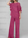 Fuchsia mother of the bride chiffon pantsuit with ruffle cape top