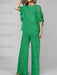 Green mother of the bride chiffon pantsuit with ruffle cape top