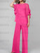 Hot Pink mother of the bride chiffon pantsuit with ruffle cape top