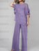 Light Purple mother of the bride chiffon pantsuit with ruffle cape top