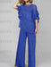 Light Royal Blue mother of the bride chiffon pantsuit with ruffle cape top