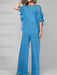 Ocean Blue mother of the bride chiffon pantsuit with ruffle cape top