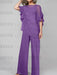 Purple mother of the bride chiffon pantsuit with ruffle cape top