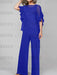 Royal Blue mother of the bride chiffon pantsuit with ruffle cape top