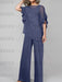 Stormy Blue mother of the bride chiffon pantsuit with ruffle cape top