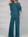 Teal mother of the bride chiffon pantsuit with ruffle cape top