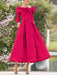 Fuchsia Pink mother of the bride dress with folded collar and bow detail