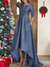 Christmas mother of the bride satin dress with pockets and high low hem