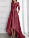 Cinnamon Rose mother of the bride satin dress with pockets and high low hem