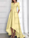 Daffodil mother of the bride satin dress with pockets and high low hem