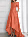 Papaya mother of the bride satin dress with pockets and high low hem
