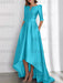 Pool mother of the bride satin dress with pockets and high low hem