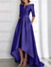 Regency mother of the bride satin dress with pockets and high low hem