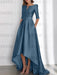 Stormy mother of the bride satin dress with pockets and high low hem