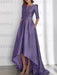 Tahiti mother of the bride satin dress with pockets and high low hem